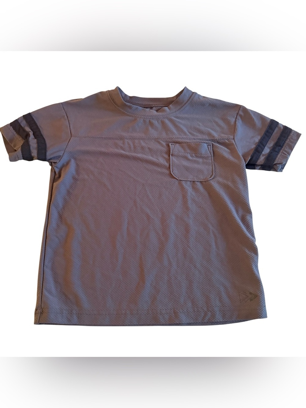 Carter's Short-Sleeve Pocket Tee in Gray with Stripe Sleeves